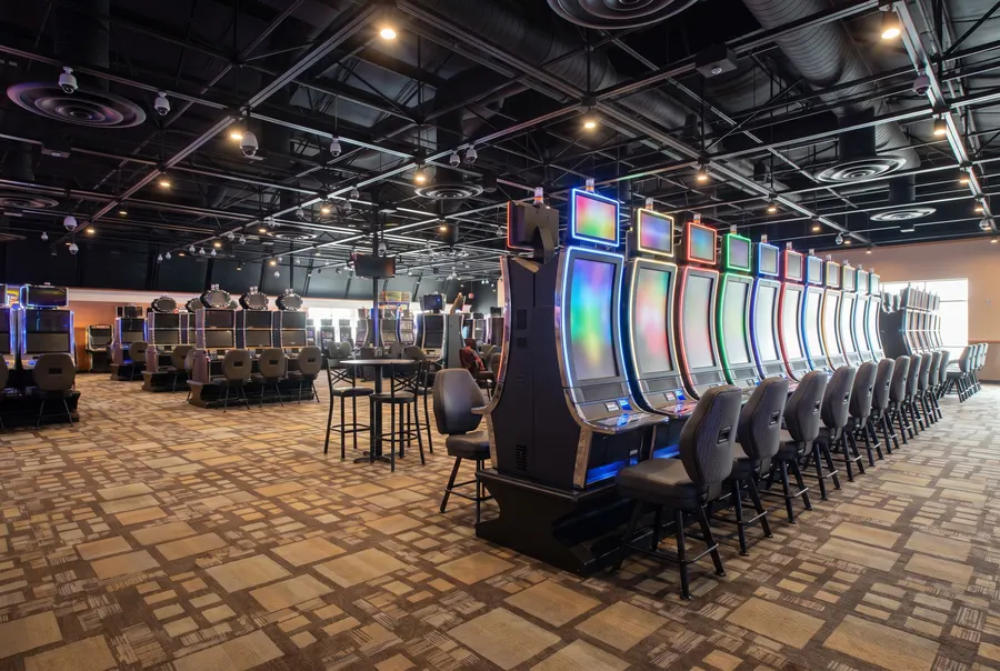 A bank of slot machines on the Bay Street floor